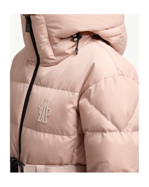 Moncler Pink Grenoble Buckled Waist Padded Jacket