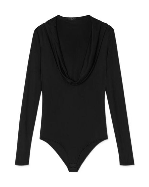 Versace Black Cowl-Neck Detail Long Sleeve Bodysuit