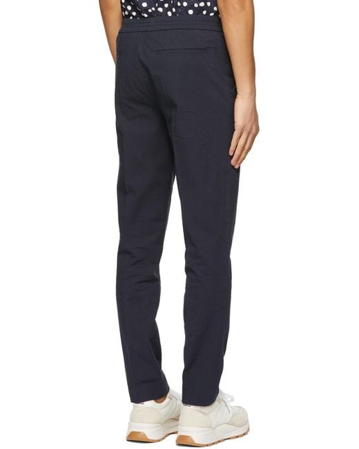 Harmony Blue Elasticated Waistband Slim-Fit Trousers for men