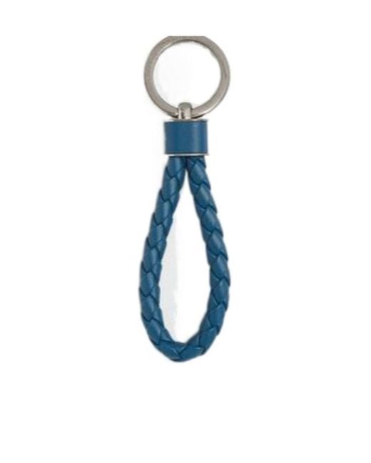 Bottega Veneta Blue Intreccio Key Ring for men