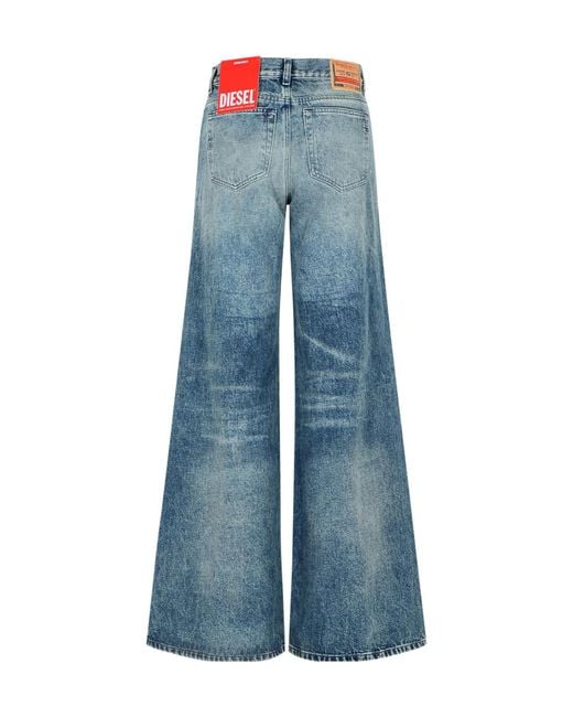 DIESEL Blue Logo Patch Wide-Leg Jeans