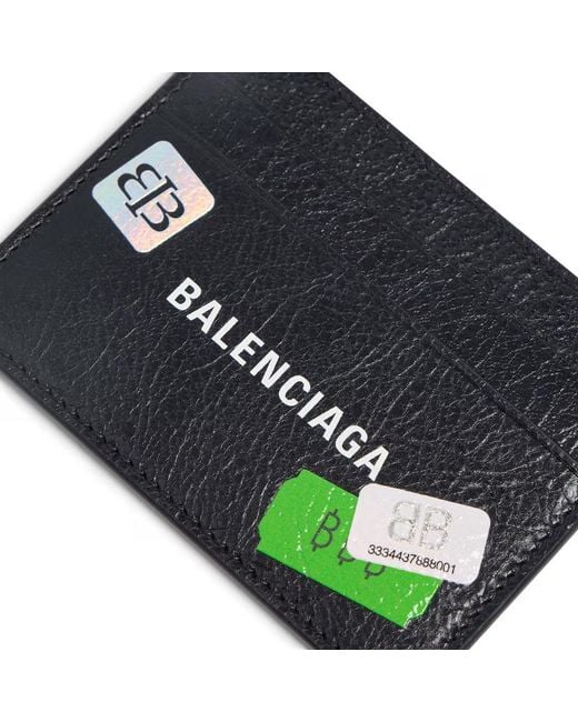 Balenciaga Black Sticker Printed Cash Card Holder for men