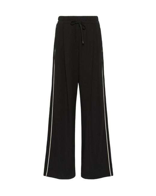 Weekend by Maxmara Black Contrast Trim Wide-Leg Pants
