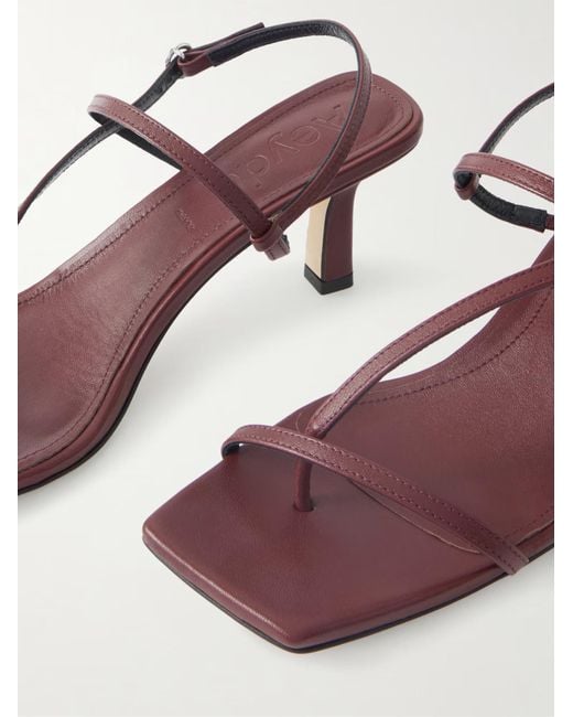Aeyde Brown Solid Color Leather Slingback Sandals
