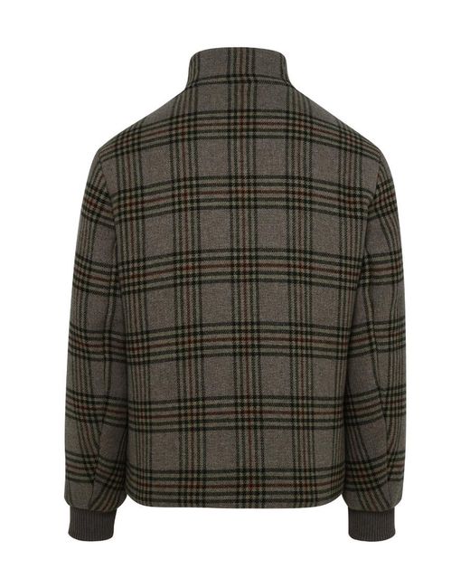 Etro Green Logo Embroidered Checked Zipped Jacket for men