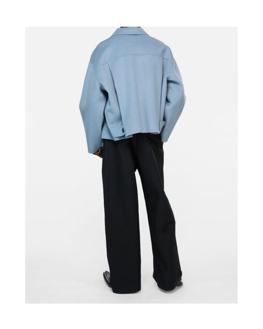 Acne Blue Zip-Up Wool Jacket for men
