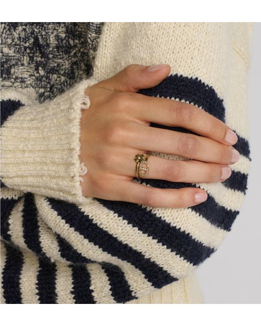 Dior Petit Cd Lucky Charms Ring in Metallic | Lyst Dior Petit Cd Lucky Charms Ring in Metallic | Lyst