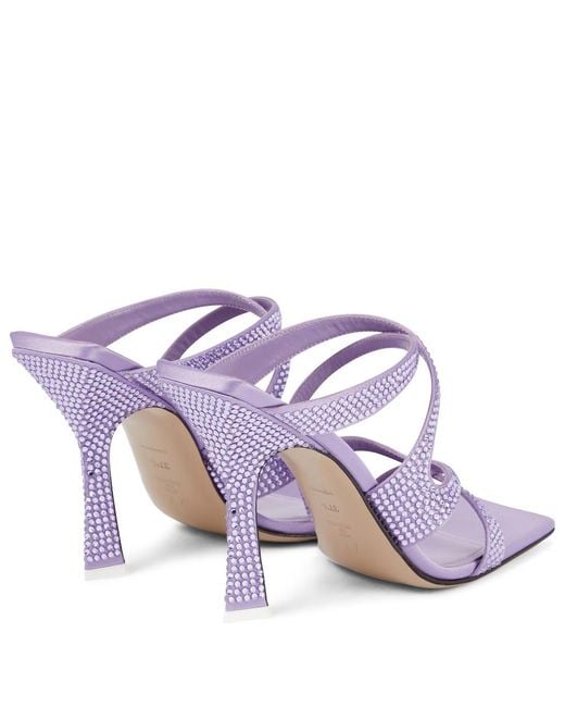 The Attico Purple Flora Embellished Satin High-Heeled Sandals