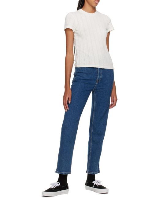 Re/done Blue 70S Ultra Rise High Waist Cropped Jeans