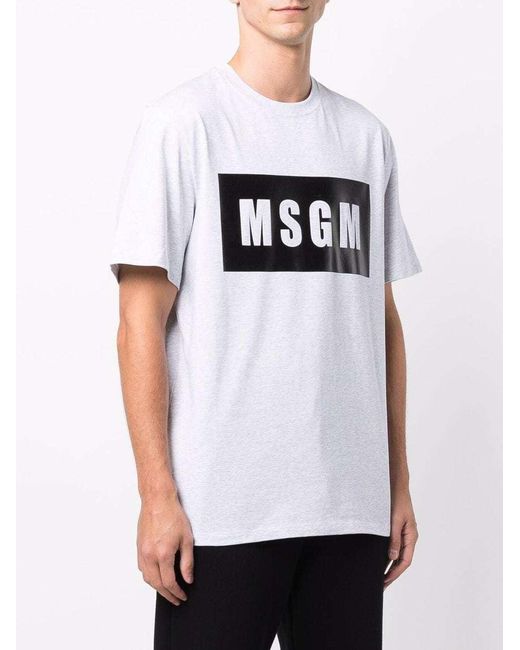 MSGM White Logo-Print Cotton T-Shirt for men
