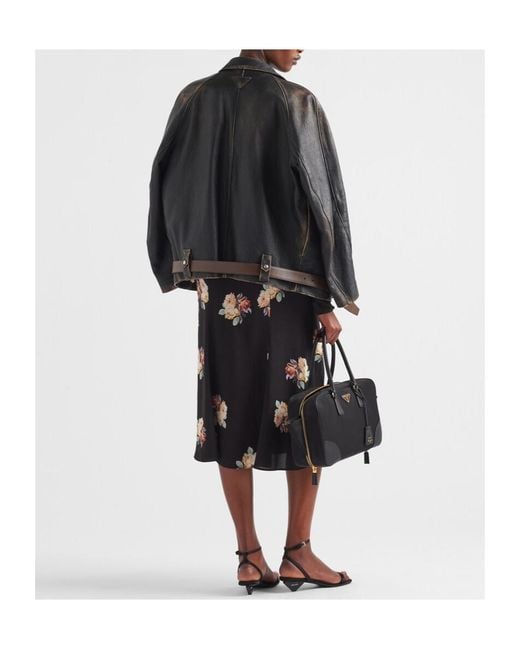 Prada Black Straight-Point Collared Zip-Up Jacket
