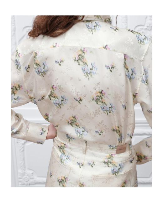Dior White Floral Bow-Tie Shirt