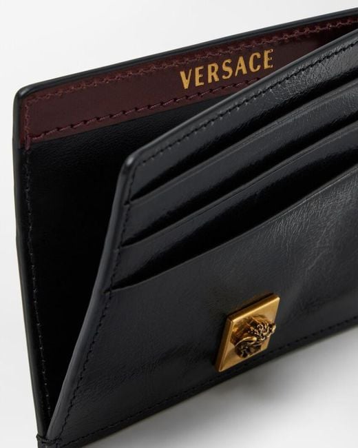 Versace Blue Logo Flat Cardholder Wallet for men