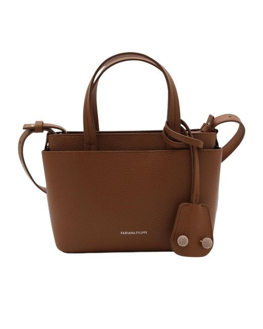 Fabiana Filippi Brown Logo Printed Tote Bag