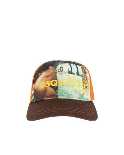 DSquared² Green Tom Bianchi Print Trucker Hat for men