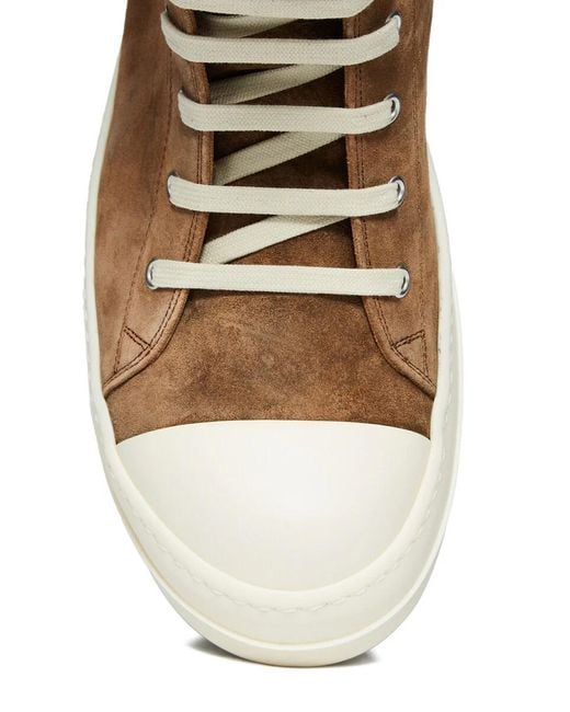Rick Owens Brown Temple Sumi Suede High-Top Sneakers