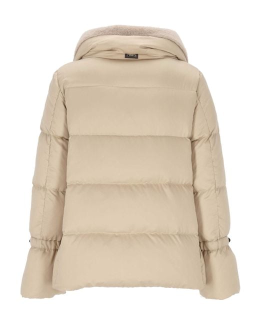 Herno Natural Zip-Up High Neck Coat
