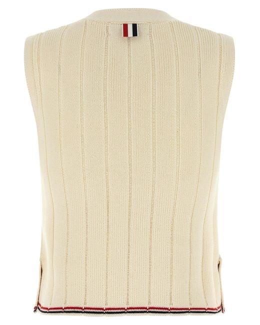 Thom Browne Natural Ribbed V-Neck Vest