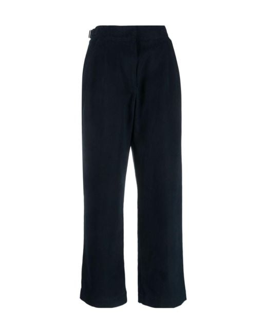 A.P.C. Blue Pleat-Detail Wide-Leg Cotton Trousers