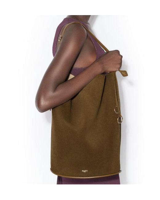 Alaïa Brown Alaïa Hip Large Bucket Bag