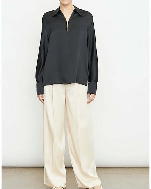Vince Black Silk Long-Sleeve Blouse
