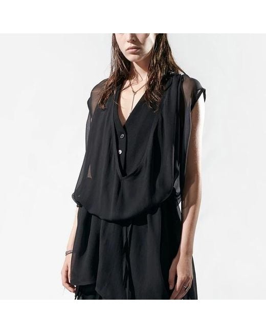 Ann Demeulemeester Black Sheer Panel Shift Dress