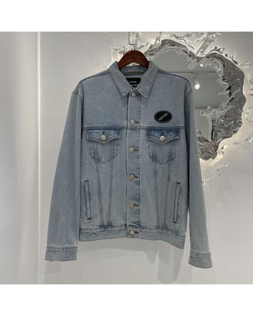 we11done Blue Logo-Patch Denim Jacket for men