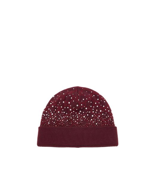 Gucci Red Gg Wool Beanie Hat With Crystals