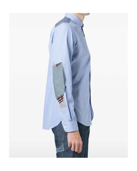 Junya Watanabe Blue Patchwork Patterned Shirt for men