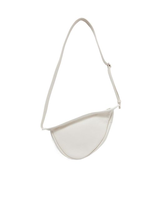 The Row White Slouchy Banana Small Textured-Leather Shoulder Bag