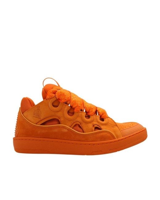 Lanvin Orange Lace Up Sneakers