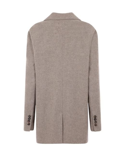 Brunello Cucinelli Gray Single-Breasted Button-Fastening Blazer