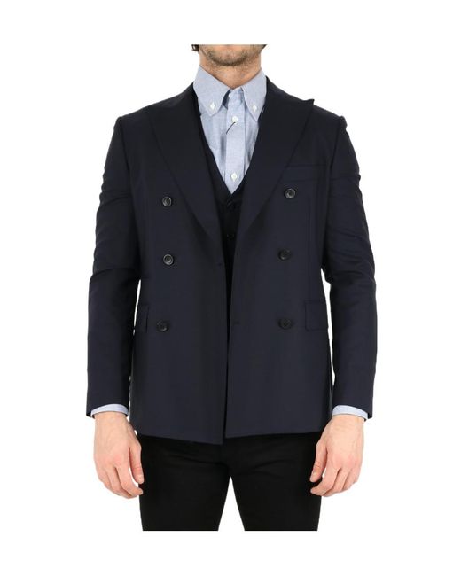 Tonello Blue Double-Breasted Jacket for men