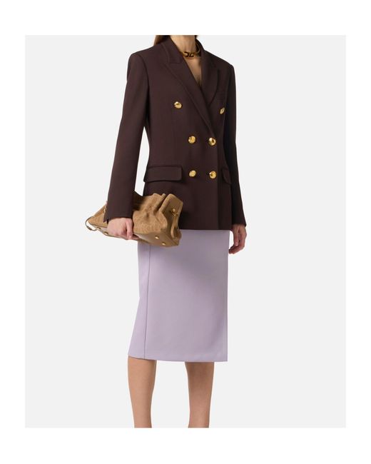 Elisabetta Franchi Blue Gabardine Double-Breasted Jacket