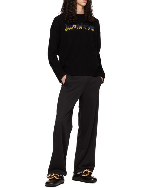 J.W. Anderson Black Jw Anderson X Run Hany Logo Embellished Crewneck Jumper