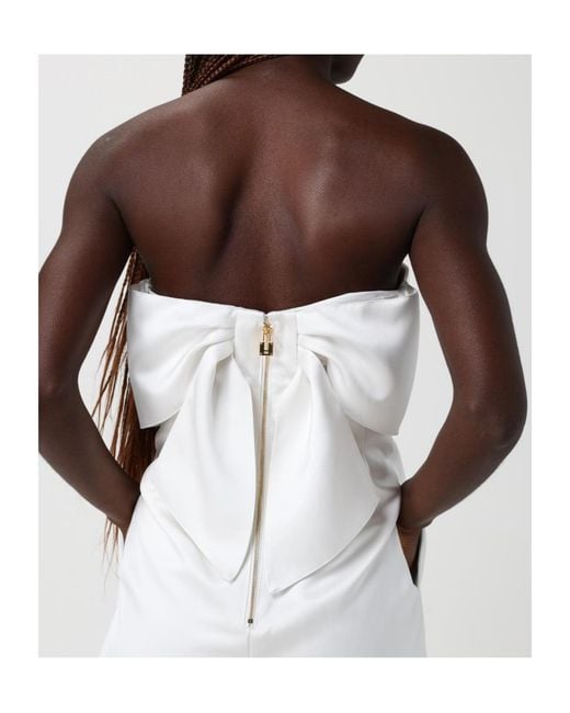 Elisabetta Franchi White Metallic-Detail Strapless Mini Dress