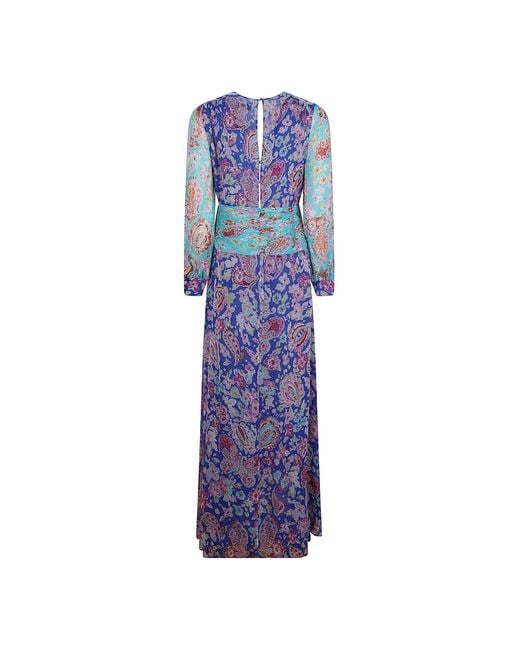 Rixo Purple V-Neck Long-Sleeved Dress