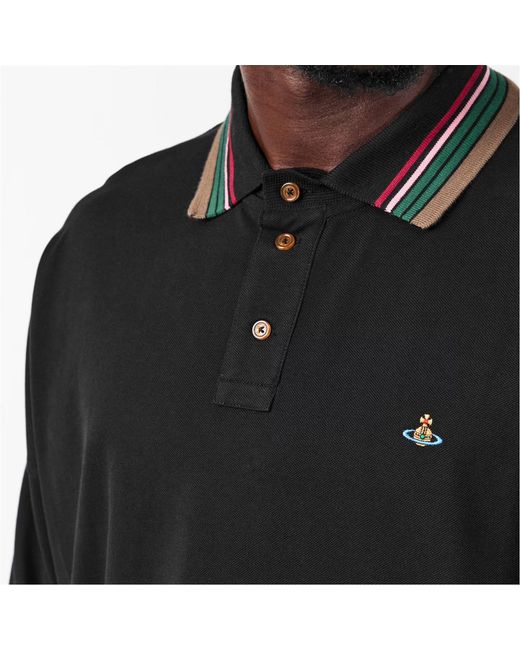 Vivienne Westwood Black Long-Sleeved Polo Shirt for men
