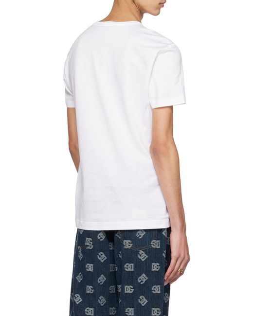 Dolce & Gabbana White Logo Plaque Short Sleeved T-Shirt for men