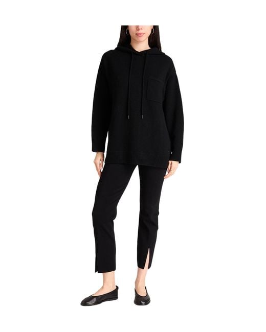 Max Mara Black Solid Color Hooded Knit Sweater