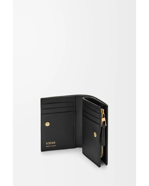 Loewe Black Duet Logo Engraved Compact Wallet
