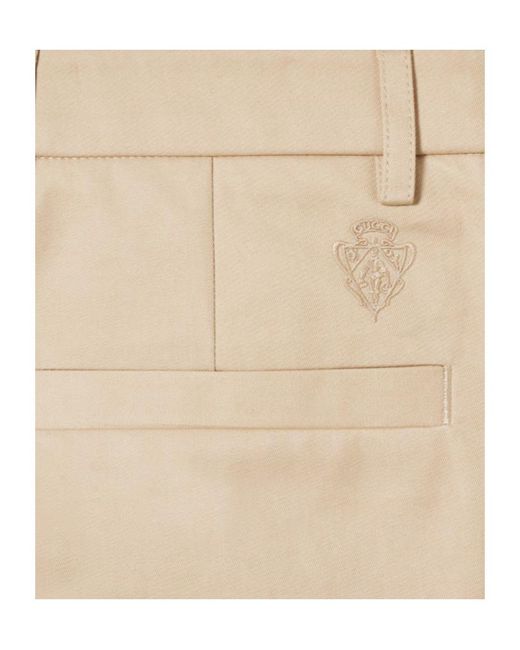 Gucci Natural Cotton Twill Pants With Embroidery for men