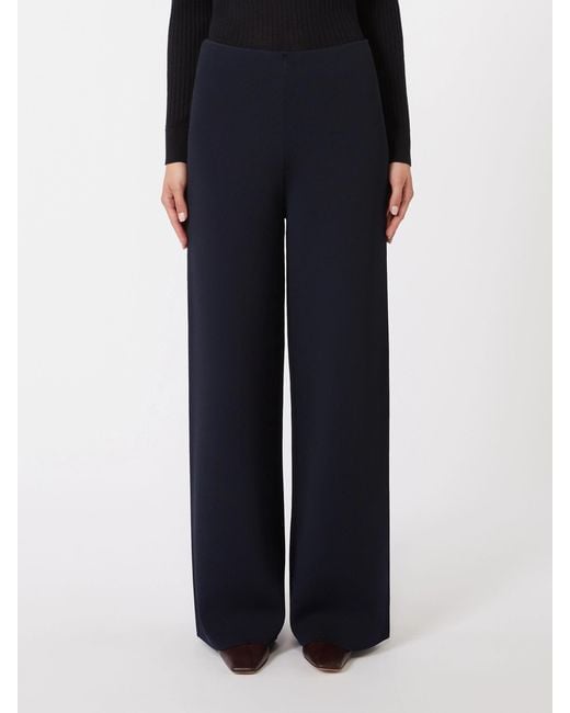 Max Mara Blue Knit Wide-Leg Trousers