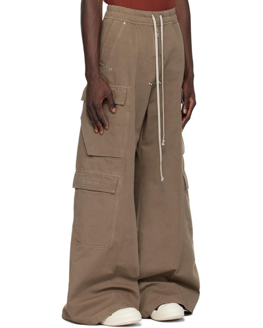 Rick Owens Brown Jumbo Belas Drawstring Cargo Trousers for men