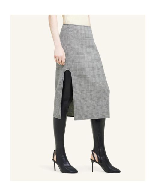 Courreges Gray Oblique Prince Of Wales Midi Skirt