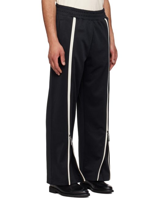 Palm Angels Black Central Zipped Track Pants for men