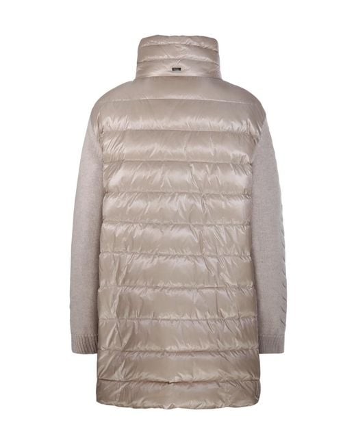 Herno Gray Quilted Panelled Zip-Up Coat