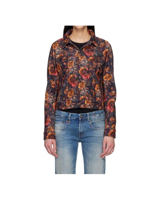 R13 Blue Collared Long-Sleeved Denim Jacket