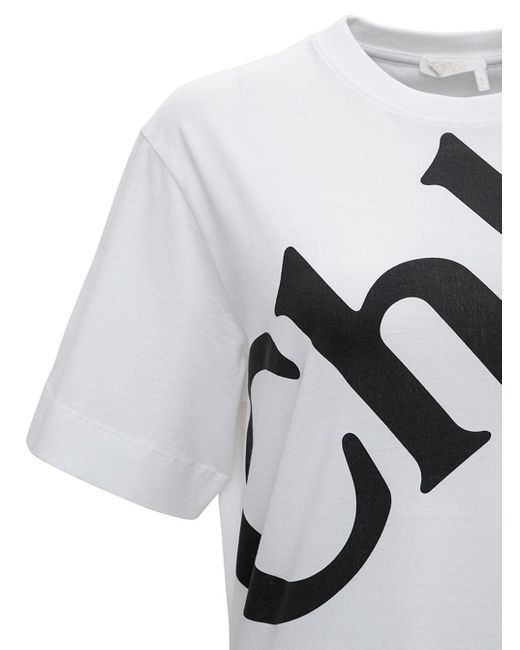 Chloé White Maxi Logo-Print Short-Sleeve T-Shirt