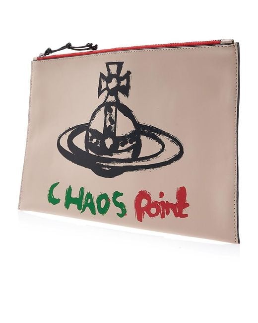 Vivienne Westwood Natural Orb-Print Leather Clutch Bag